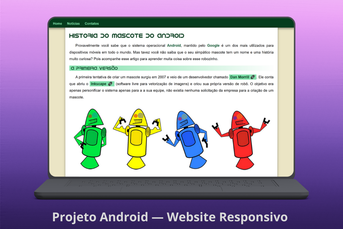 mockup do Projeto Android em Laptop