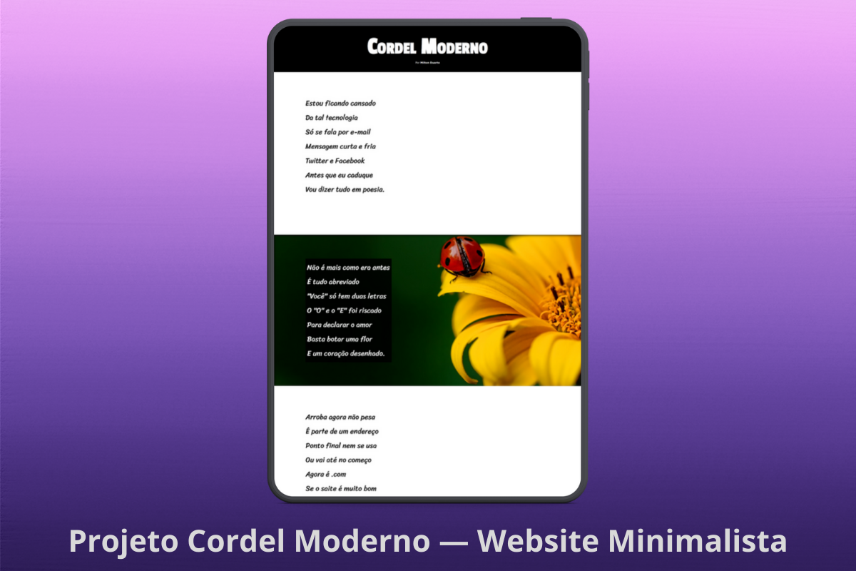 Mockup do Projeto Cordel Moderno em Tablet