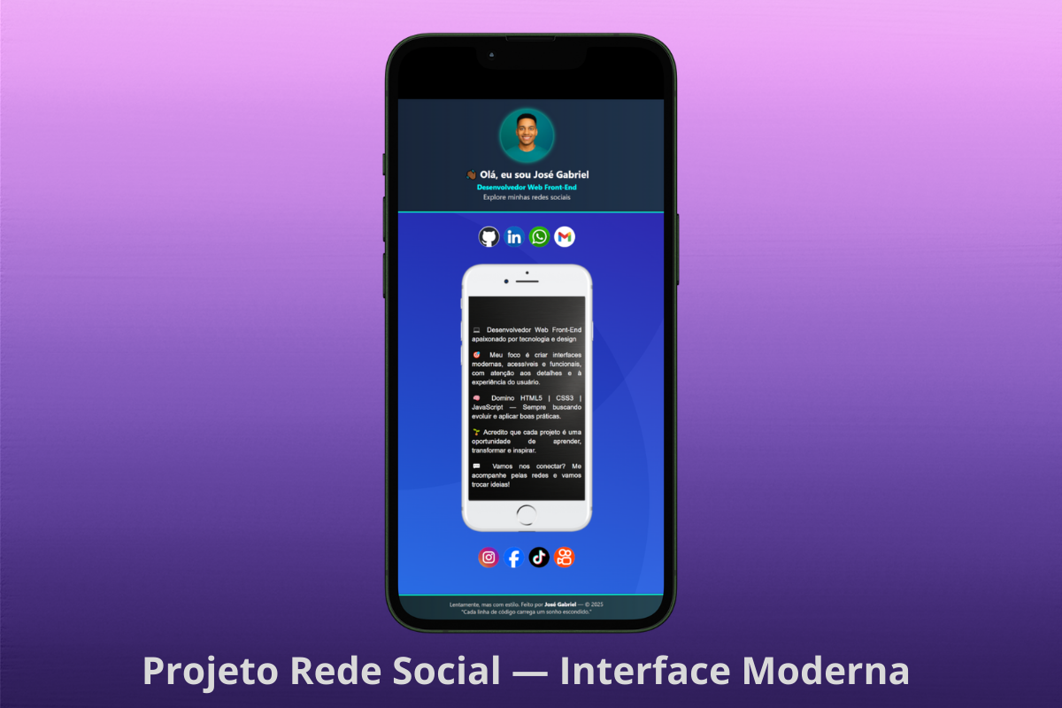 Mockup do Projeto Rede Social em Celular
